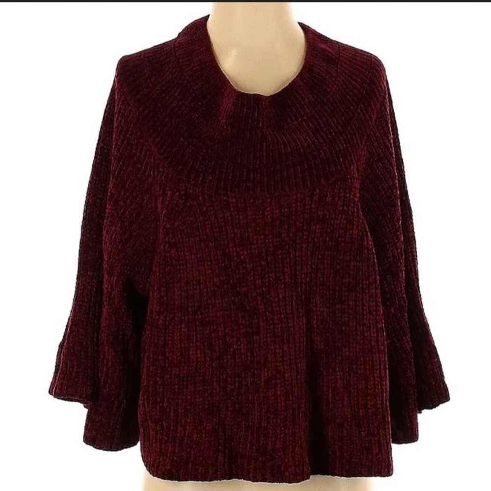 RD style Sz S Red chenille bell sleeve sweater NWOT
